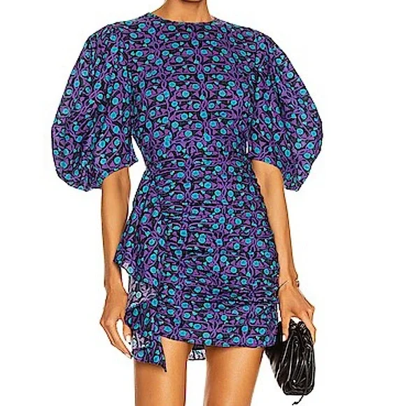 RHODE | Dresses | Rhode Pia Blue Purple Watermelon Floral Puff Sleeve Mini  Dress | Poshmark